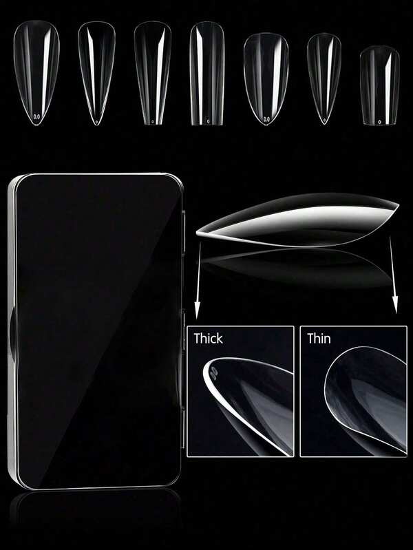 250/500/600 buc cutie cu vârfuri de gel moi, naturale sau sculptate, balet/sicriu/migdală/pătrat, unghii false, față ultra-subțire, capăt îngroșat, acoperire completă, vârfuri de unghii de calitate premium, unghii de presare, consumabile pentru unghii