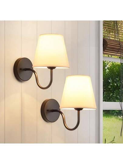 Pieces Set Of Gold/Black Wand Lamps, Moderne Lamp Retro Device, Fabric Lampshade, Bedside Lamp, Bedroom, Living Room, Corridor Entrance (Excluding Verlichting Source)