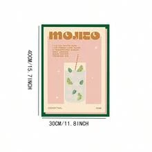 1 件/6 件无框架复古鸡尾酒饮料帆布印刷墙艺术，彩色果汁饮料墙饰，可爱学院风房间美学艺术品墙画，适用于客厅卧室浴室餐厅酒吧走廊厨房墙饰，无框架 - 彩色 - 查看 30