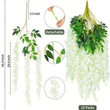 24/12/4/1 pièce Fleurs de glycine artificielles suspendues, guirlande de vigne de glycine artificielle longue à suspendre, chaîne de fleurs en soie, décoration pour la maison, la fête et le mariage - Multicolore - Voir 9