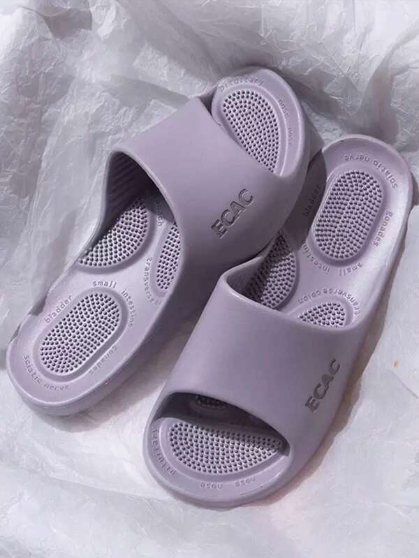 Sandalias de mujer de punta abierta con diseño de masaje innovador, cómodas sandalias para caminar en la playa, suela gruesa, antideslizante, duraderas, color morado