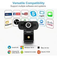 Webcam Full HD 1080P avec microphone, cache confidentialité et support - Caméra de conférence USB plug-and-play pour vidéoconférence, salles de classe, jeux et diffusion en direct. Webcam amovible avec options de montage flexibles, webcam pour PC
