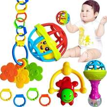 Mordedor para Bebe Sensorial Macio com Chocalho - Multicolorido - Visão 2