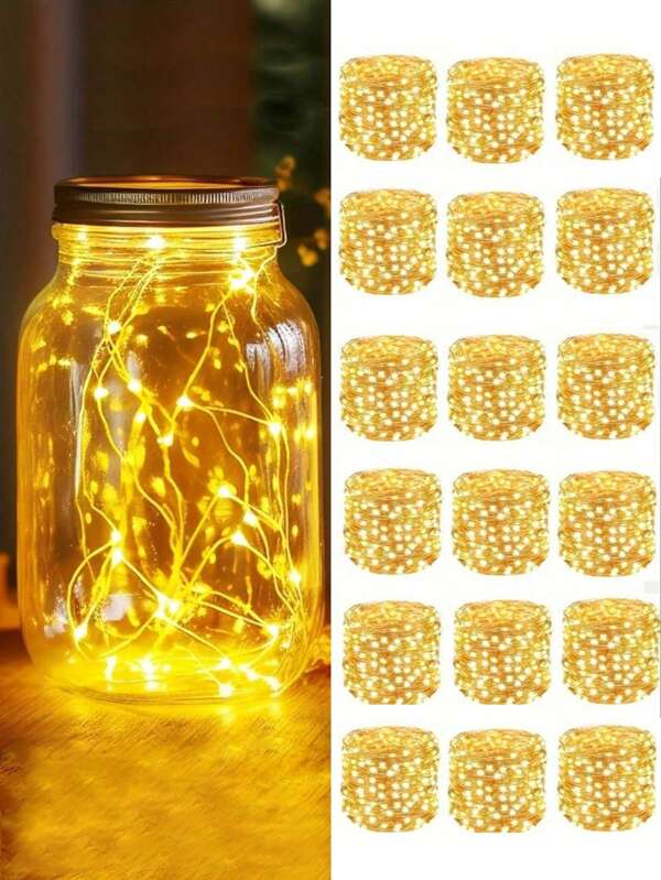 16.4ft Battery Operated Fairy Lights, Mason Jar Lights, LED Twinkle Lights String, Dorm Decor, 72 Hours Long Lasting, Waterproof Curtain Light