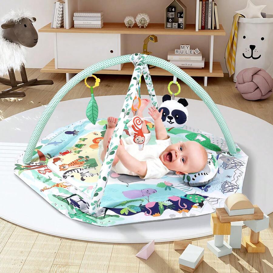 Baby Play Gym & Activity Mat, Tummy Time Baby Play Mat With,Baby Activity Gym Center Promote Visual, Hearing, Touch, Cognitive Sensory Development & Motor Skills Mat, Newborn Infant Baby Essentials Gift - Green - View 1