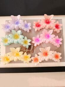 1/3/6件，新款糖果色三小洋甘菊发夹女士甜美大渐变发夹螃蟹发夹发饰，为女性朋友选择完美的礼物，春夏季发夹发夹发夹发夹发夹接发夹，海滩配饰秋冬花朵适合度假装女士 - 彩色 - 查看 9