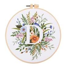 1pc 26 Designs Floral Embroidery Kit With English Letters, Luxury Starter Set For Beginners, Includes Fabric, Hoop, Threads, Needles, Instructions, Great For Cross Stitch, Artistic Craft Gift For Friends And Family, Wedding Decor. Each Kit Contains 1pc Printed , 1 Set Of Embroidery Threads, 1 Bamboo Embroidery Hoop, 1 Pattern Chart, 2pcs Embroidery Needles.