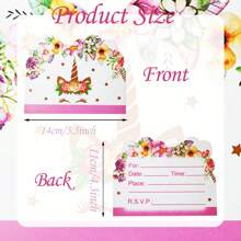 10pcs/20pcs Unicorn Themed Party Invitation Cards, Pink Floral Background Invitations Suitable For Wedding, Birthday, Gathering, Engagement And Other Celebrations
