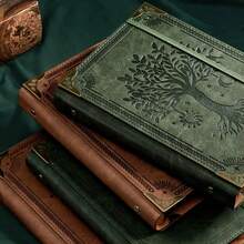 太阳和月亮树设计 200 页 A5 活页笔记本，复古奢华商务办公日记本，带金属活页夹，100GSM 厚纸，适合工作、学校、写作、礼物推荐、学校用品、返校