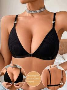 1pc Women Seamless Front Clasp Camisole Bra, Wireless Minimizer Bra, Lift & Shape