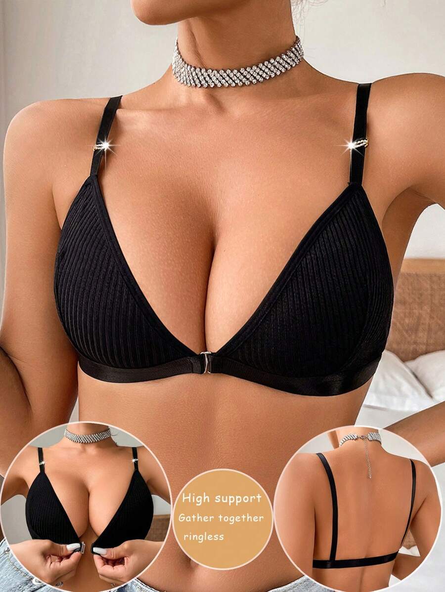 1pc Women Seamless Front Clasp Camisole Bra, Wireless Minimizer Bra, Lift & Shape