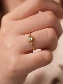 1pc Elegant Sun-Shaped Ring, 925 Sterling Silver Jewelry, Decorative Ring For Daily Wear & Dates, Exquisite Jewelry, Birthday Gift For Women