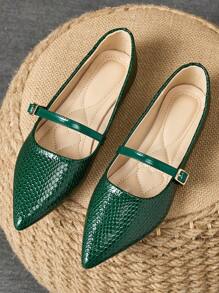 1 par de zapatos planos de punta fina para mujer suave, cómodos para el trabajo, versátiles mocasines slip-on, zapatos casuales de bailarina con tacones bajos