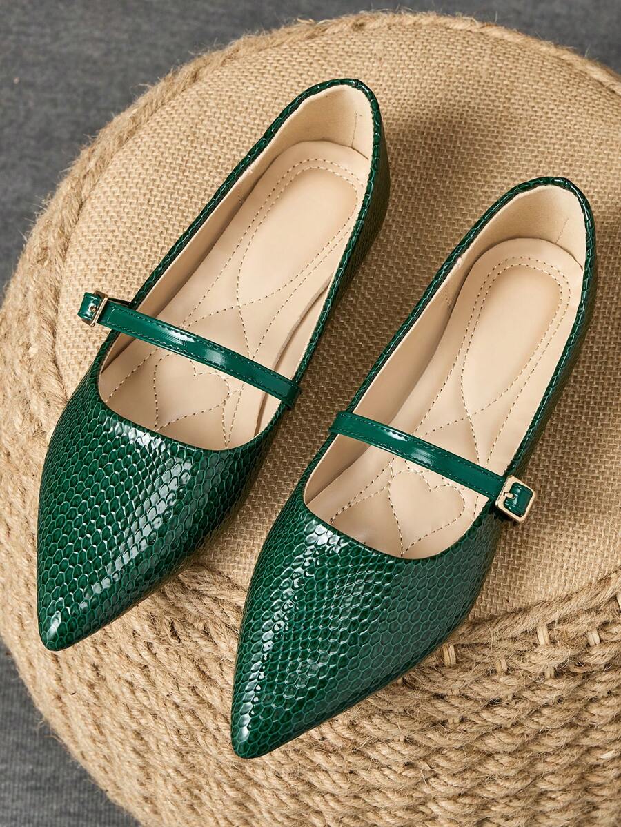 1 par de zapatos planos de punta fina para mujer suave, cómodos para el trabajo, versátiles mocasines slip-on, zapatos casuales de bailarina con tacones bajos