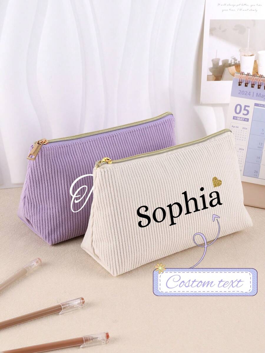 1个定制字母铅笔盒，大容量铅笔盒，化妆包，洗漱包，热转印技术，学习用品，送给朋友的完美礼物，学习用品，创意礼物，感恩节、圣诞节、生日、万圣节装饰、返校季，多功能，装饰性，字母，时尚，现代，多彩，可爱，休闲，定制，个性化，独特，个性化定制，送给他的理想礼物，送给她的理想礼物，儿子，女儿，圣诞礼物，痛包 - 彩色 - 查看 1