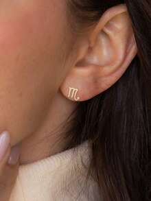 1 对精致 12 星座锆石耳环，925 纯银女士珠宝，适合日常约会佩戴，星座生日礼物 - 簡約星座耳環 - 查看 7