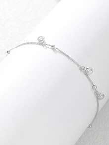 1pc 925 Silver Elegant & Charming Artificial Zirconia Round Pendant Bracelet, Perfect Mother's Day Gift Choice - Silver - View 2