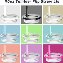 40 盎司可重复使用的玻璃杯盖，适用于可重复使用的玻璃杯盖，防溢防溅玻璃杯盖，适用于杯子和旅行者，返校用品 - 彩色 - 查看 3