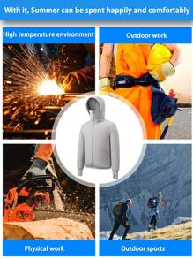 Men's Outdoor Casual Work Solid Color Hoodie Air Conditioner Jacket With USB Cooling Fan