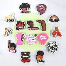 20PCS/SET Cute Black Queen Series PVC Shoe Charms, Pink Nails High Heels Heart Red Lips Shoe Decoration Shoe Accessories Party Gifts