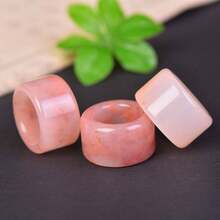 1pc Natural Peach Gemstone Ring, Ring, Quartz Crystal Pink Gemstone Ring, High-End Fashion Ring, Auspicious Meaning, Unisex Fashion Jewelry, Couple Ring, Engagement Ring, Family Gift, Christmas & Holiday Party Gift Ring, Crystal Gift (Random Gift Box) - Pink Ring - View 2
