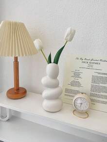 1 pieza Jarrón de flores de plástico premium irrompible, decorativo, moderno, minimalista, de estilo Wabi-Sabi, con acabado mate, ligero y resistente al agua - Blanco - Ver 5