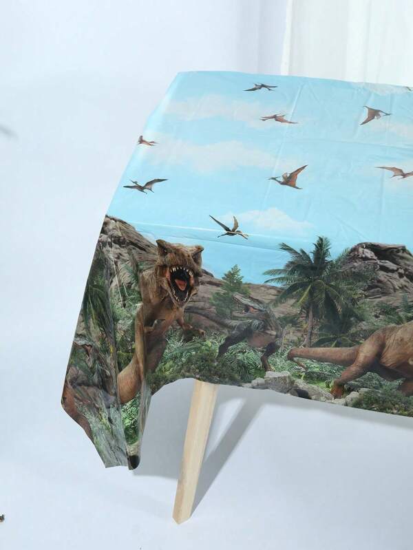 3pcs 137*274CM/53.94*107.87IN Disposable Tablecloth, Unique Jurassic Tyrannosaurus Rex Pattern Tablecloth, Suitable For Various Themed Parties And Daily Decoration, Can Be Used As Background Cloth