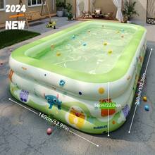 1pc Extra Large PVC Inflatable Swimming Pool - Universal Fit, Foldable Portable, Outdoor Recreation, Uninflated, Suitable For Independence Day, Thanksgiving, Christmas And Halloween Celebrations, Beach Essentials, Beach Accessories, Pool Float - Multicolor - View 10