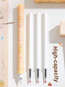 Caja de 6 Bolígrafos de punta recta, bolígrafos neutros de carbono de alta calidad con estilo chino para uso estudiantil en exámenes, bolígrafos de aguja negros de secado rápido con diseños de dibujos animados estilo Ins para volver a la escuela