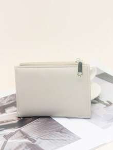 Fashionable Textured Striped Bifold Multi-Card Slots Zipper Side Compartment Multifunctional Compact Women Wallet For Women Wallet Mini Wallet Purse Wallet Small Wallet - Beige - View 4