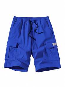 Men's Casual Cargo Shorts, Loose Outdoor Sports Bermuda Shorts - Blue - View 3