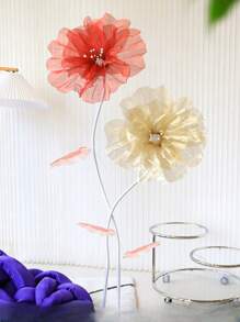 1 Set: 1 Pc 50cm Giant Waterproof Artificial Flower + 1 Pc 50cm Giant Butterfly Yard/Garden Decor, Suitable For Outdoor Yard, Lawn, Living Room, Bedroom, Perfect For Holidays, Weddings, Wedding Photography Props, Display Window Decoration