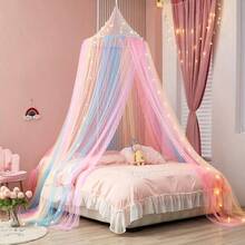 AIBOYING 1pc Rainbow Bed Canopy, Colorful Princess Fairy Tale Tent Playhouse, Pink Dome Reading Corner, Unicorn Theme Party Decor Love Valentine - Multicolor - View 2