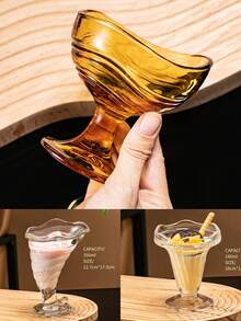 1/2/6pcs冰淇淋玻璃杯 无铅冰淇淋杯 饮料杯 冰淇淋容器 加厚水晶玻璃杯 蛋糕杯 果冻杯 奶茶杯 饮料杯 鸡尾酒杯 零食容器 欧式甜品玻璃杯