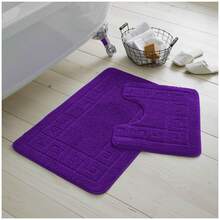 VELVETIO Bath Mat Set 2 Piece Non Slip Rubber Pedestal And Bath Mat Set Toilet Greek Bathroom Rug New - Purple - View 3