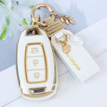 TPU Car Key Fob Cover Case Shell Compatible With Santa Fe, For I30, For IX35, For Encino, For KONA, For Solaris,For Fiesta, For Sonata For Azera, For Grandeur, For Elantra, For Accent - Protective Keyless Entry Remote Holder Dustproof And Anti Fall High-End Fashionable Keybag