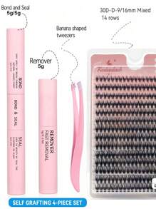 Kit de extensión de pestañas de 280 piezas, kit de extensión de pestañas DIY, pestañas rizadas en D, pestañas individuales con unión de pestañas impermeable y pegamento sellado, pinzas de pestañas profesionales DIY en casa (30D-D-9-16MM),pestañas pestans extensiones de pestañas