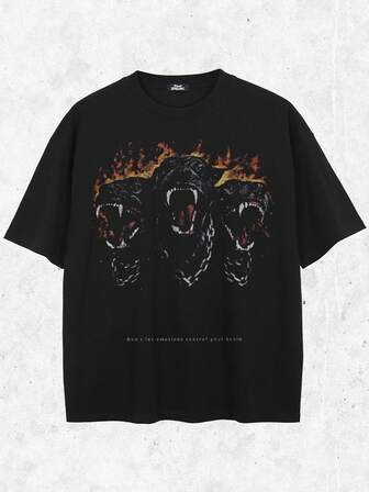 Tiny Spark 男士字母印花休闲短袖 T 恤，适合日常穿着，夏季