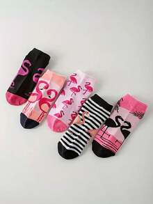 5/10 Pairs Flamingo Cartoon Animal Colorful Socks For Men & Women, Suitable For Daily Wear, Gatherings & Parties - Multicolor - View 3