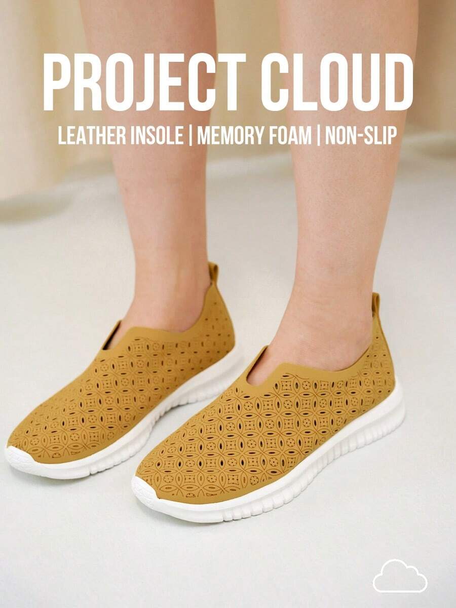 Orchid Leather Sneakers By Project Cloud - Lightweight, Arch Support. - Yellow - View 1