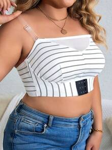 Plus Size Solid Color Mesh Patchwork Front Closure Wireless Comfortable Bras - White - View 3