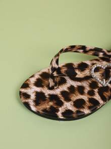 2026 Flip-flops noi cu imprimeu leopard, sandale plate unisex pentru copii, papuci de plajă casual ușori pentru vară - gri negru - Vizualizare 7