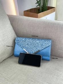 REMANLAND 闪亮、优雅、时尚的蓝色信封手拿包，适合派对、婚礼、晚宴等各种场合，是送给女性的完美礼物。 - 淺藍色 - 查看 9