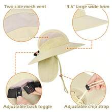Tirrinia Wide Brim Sun Hat With Ponytail Hole For Women, UV Sun Protection  Cap With Neck Flap - 1 - View 4