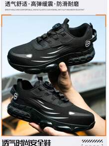 Scarpe da lavoro unisex con pulsante rotante, confortevoli e sicure, anti-schiacciamento, anti-perforazione, leggere, traspiranti, stivali di sicurezza con punta in acciaio, scarpe antinfortunistiche per uomo e donna