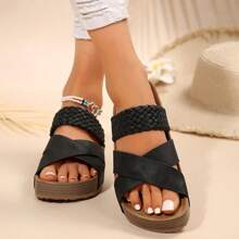 Chanclas con suela gruesa y cruzadas para mujer de talla grande