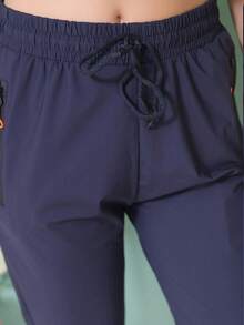 WOMEN'S PANTS, ELASTIC SPORTY - 寶藍色 - 查看 5