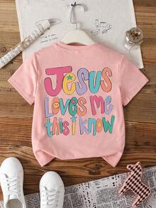 Teen Girl Slogan Print Graphic Tees For Girl Short Sleeve T Shirts,Teen Girl's Summer Tops Crewneck Shirt Blouse - Pink - View 1