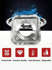 50/30/10pcs Disposable Aluminum Foil Gas Stove Oil Splash Guard, Square Resistant High Temperature Gas Stove Waterproof, Oil-Proof Cover Cleaning Pad For Kitchen Stove - Multicolor - View 3