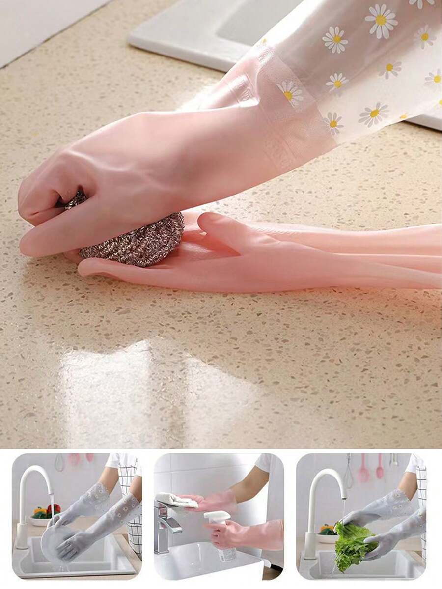 1 双/手部保护，洗碗清洁手套，厚实，防水防滑，防护，厨房，浴室，家庭，家居用品供应商 - 彩色 - 查看 1